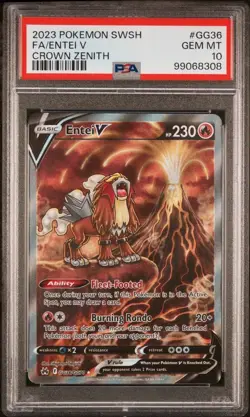ENTEI V GG36/GG70 | PSA 10 | Crown Zentih Full Art Graded Pokemon Card - Image 2