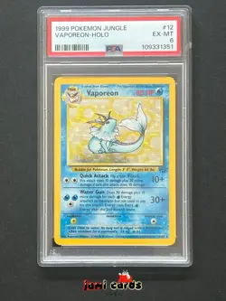 Pokemon TCG Vaporeon Jungle 12/64 Holo Unlimited | PSA 6 EX-MT - Image 1