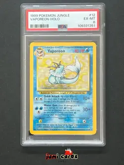 Pokemon TCG Vaporeon Jungle 12/64 Holo Unlimited | PSA 6 EX-MT - Image 3