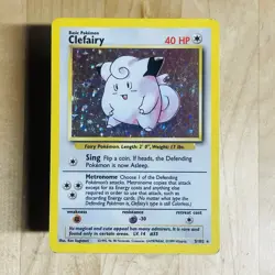 Vintage 1999 Clefairy 5/102 Base Set Holo Rare English PokÃ©mon TCG WOTC MP Card - Image 1