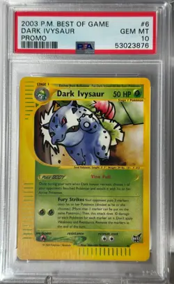 PSA 10 GEM MINT - DARK IVYSAUR - WINNER #6 Best of Game PROMO Pokemon Card - Image 1