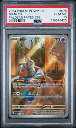 2024 Pokemon Paldean Fates Mimikyu ETB Black Star Promo #75 PSA 10 MINT! - Image 4