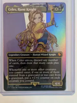MTG Magic the Gathering Final Fantasy Celes, Rune Knight Borderless Foil Card - Image 1