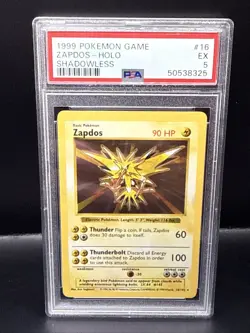 Pokémon Base Set Shadowless Zapdos 16/102 PSA 5 - Image 1