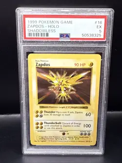 Pokémon Base Set Shadowless Zapdos 16/102 PSA 5 - Image 2