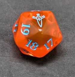 1x Oversized Orange Spindown D20 Die - MTG Murders at Karlov Dice Life Counter - Image 1