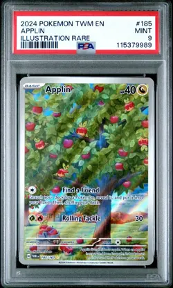 2024 POKEMON TWM EN-TWILIGHT MASQUERADE ILLUSTRATION RARE #185 APPLIN PSA 9 - Image 1