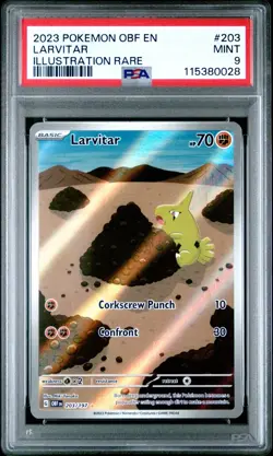 2023 POKEMON OBF EN-OBSIDIAN FLAMES 203 LARVITAR ILLUSTRATION RARE PSA 9 - Image 1