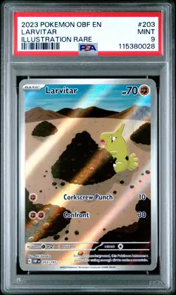 2023 POKEMON OBF EN-OBSIDIAN FLAMES 203 LARVITAR ILLUSTRATION RARE PSA 9 - Image 3