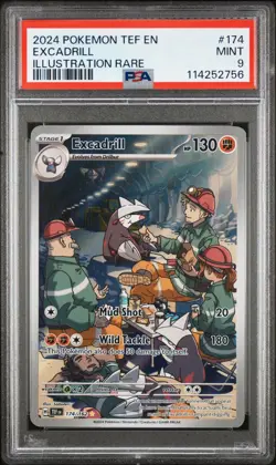 2024 POKEMON TEF EN-TEMPORAL FORCES ILLUSTRATION RARE #174 EXCADRILL PSA 9 - Image 3