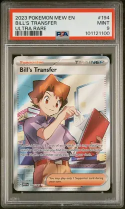 BILL'S TRANSFER ULTRA RARE 194 POKEMON MEW EN 151 2023 PSA 9 MINT - Image 1
