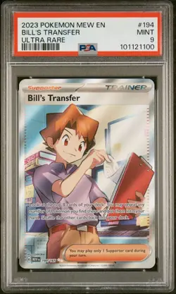 BILL'S TRANSFER ULTRA RARE 194 POKEMON MEW EN 151 2023 PSA 9 MINT - Image 4