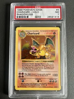 Pokémon TCG 1999 Charizard Holo 4/102 Shadowless Near Mint PSA 7 - Very rare - Image 1