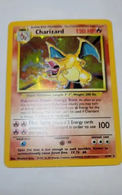 1999 Pokemon Base Set Unlimited Trading Card Charizard Holo 4/102 NM! - Image 1