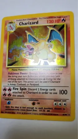 1999 Pokemon Base Set Unlimited Trading Card Charizard Holo 4/102 NM! - Image 3