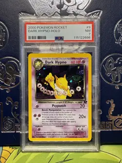 2000 POKEMON ROCKET #9 DARK HYPNO HOLO SWIRL PSA 7 - Image 1