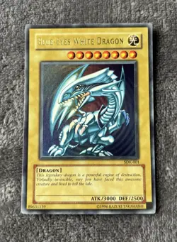 Yugioh Blue-Eyes White Dragon Ultra Rare Holo 1996 Yu-Gi-Oh! SDK-001 - Image 3