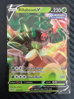 Pokemon TCG Rillaboom V Ultra Rare Holo 022/264 Fusion Strike NM - Image 1