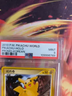 Pokemon Card Pikachu Holo Korean Version 2010 Japanese PSA 9 World Collection - Image 4