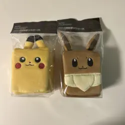 Pokemon Card Game Plush Deck Box Case Pikachu & Eevee Pokemon Center 2Set NEW JP - Image 2