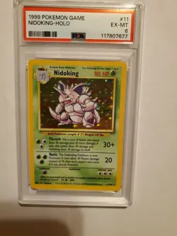 1999 Pokemon Base Set # 11 Nidoking Holo PSA 6 EX-MT Card looks good - Image 4