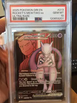 2025 Pokemon Rocket's Mewtwo EX #213 PSA 10 Ultra Rare Card - Image 1