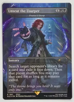 MTG Final Fantasy Secret Lair Unseat the Usurper Rainbow Foil Praetor's Grasp NM - Image 1