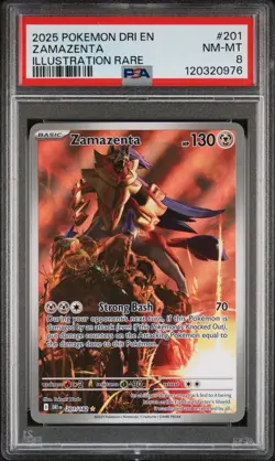 2025 POKEMON DRI EN-DESTINED RIVALS ILLUSTRATION RARE #201 ZAMAZENTA PSA 8 - Image 1
