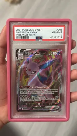 Espeon VMAX PSA 10 English Pokemon Card 065/203 Evolving Skies 2021 Full Art - Image 1