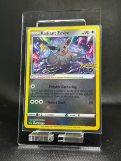Radiant Eevee NMint Box Fresh SWSH 230 Pokemon GO Holo Black Star Promo TCG Card - Image 1
