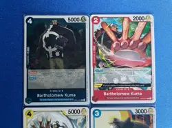 Bartholomew Kuma One Piece TCG 4-card lot OP01 Rare + OP02/OP09 UC - ships PWE - Image 2