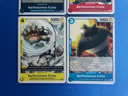 Bartholomew Kuma One Piece TCG 4-card lot OP01 Rare + OP02/OP09 UC - ships PWE - Image 3