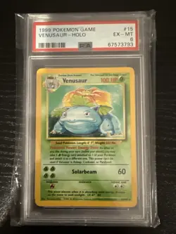 Pokémon TCG Venusaur Base Set Holo Unlimited Rare Card 15/102 PSA 6 - Image 3