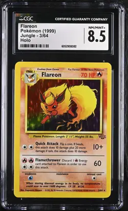 CGC 8.5 Flareon 1999 Jungle 3/64 Holo Pokemon Card psa - Image 3