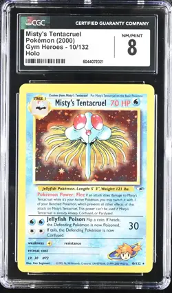 CGC 8 Misty's Tentacruel 2000 Gym Heroes 10/132 Holo Pokemon Card psa - Image 1