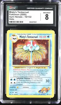 CGC 8 Misty's Tentacruel 2000 Gym Heroes 10/132 Holo Pokemon Card psa - Image 3