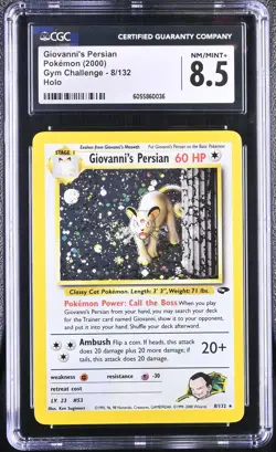 CGC 8.5 Giovanni's Persian 2000 Gym Challenge 8/132 Holo SWIRL Pokemon Card psa - Image 1