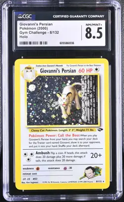 CGC 8.5 Giovanni's Persian 2000 Gym Challenge 8/132 Holo SWIRL Pokemon Card psa - Image 3