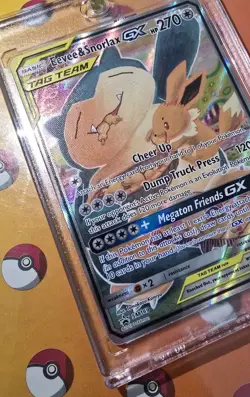 Pokemon Tag Team Promo Card EEVEE and SNORLAX GX SM169 Black Star with Case!! ðŸ”¥ - Image 4