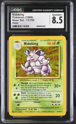 CGC 8.5 Nidoking 1999 Base Set 11/102 Holo Pokemon Card psa - Image 3