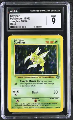 CGC 9 MINT Scyther 1999 Jungle 10/64 Holo Pokemon Card psa - Image 1