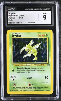 CGC 9 MINT Scyther 1999 Jungle 10/64 Holo Pokemon Card psa - Image 3
