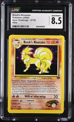 CGC 8.5 Brock's Ninetales 2000 Gym Challenge 3/132 Holo Pokemon Card psa - Image 1
