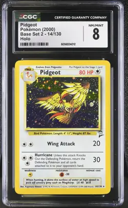 CGC 8 Pidgeot 2000 Base Set 2 14/130 Holo Pokemon Card psa - Image 3