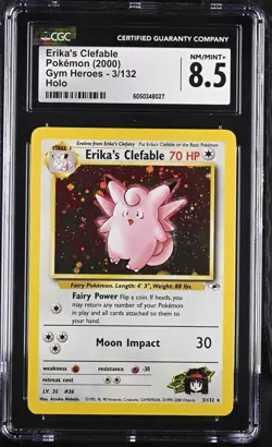 CGC 8.5 Erika's Clefable 2000 Gym Heroes 3/132 Holo Pokemon Card psa - Image 1