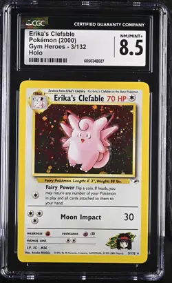 CGC 8.5 Erika's Clefable 2000 Gym Heroes 3/132 Holo Pokemon Card psa - Image 3