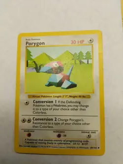 Pokemon Porygon 39/102 Shadowless Base Set Card - Image 1