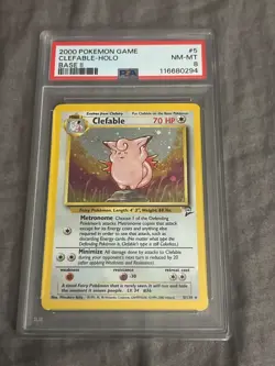CUTE SWIRL PSA 8 NM-MINT Clefable 5/130 Base Set 2 HOLO Pokemon Card - Image 1