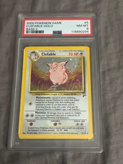 CUTE SWIRL PSA 8 NM-MINT Clefable 5/130 Base Set 2 HOLO Pokemon Card - Image 4
