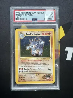 Pokémon Card Brocks Rhydon Gym Heroes 2/132 Unlimited Holo Rare🔥PSA 8🔥💎NM💎 - Image 7
